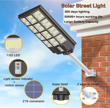 Load image into Gallery viewer, 1200W Commercial Solar Street Light , 100000LM Parking Lot Light Dusk to Dawn With Remote

