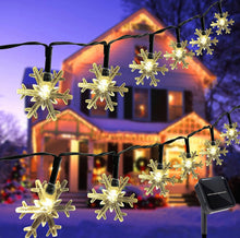 Load image into Gallery viewer, 33Ft Solar Snowflake Twinkle Star String Lights, 100 LED Outdoor 8 Lighting Modes &amp; Waterproof
