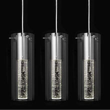 Carregar imagem no visualizador da galeria, huong son Bubble Glass Pendant Lights Sand-Nickel Brushed, Mini Cylinder Pendant Light Fixture with Glass Shade, Indoor Pendant Lighting Adjustable Length, GU10 4000K LED Bulb Included, 3 Pack
