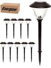 Cargar imagen en el visor de la galería, Energizer 10 Pack Solar LED Pathway Lights Outdoor-Stainless Steel
