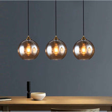 Cargar imagen en el visor de la galería, Bepuzz Plug in Glass Pendant Light Mid Century Ceiling Pendant Light Fixtures Globe Glass Shade Hanging Light Fixtures Single Hanging Pendant Lamp for Bedroom Living Room Hallway Foyer (Amber)
