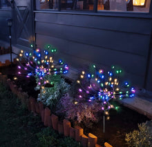 Load image into Gallery viewer, 2 Pack Solar Garden Firework Lights Solar Powered String Light with 2 Lighting Modes Twinkling and Steady
