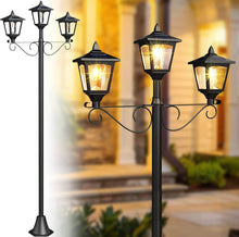 Load image into Gallery viewer, 3 Fixture Outdoor Solar LED Lamp Post With 50 Lumen - 72Inch
