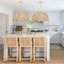 Load image into Gallery viewer, Arturesthome Indoor Hanging Ceiling Light Fixture, Hand Woven Vintage Lotus Flower Pendant Lamp Chandelier for Kitchen Living Room Bedroom Crafts Lampshade
