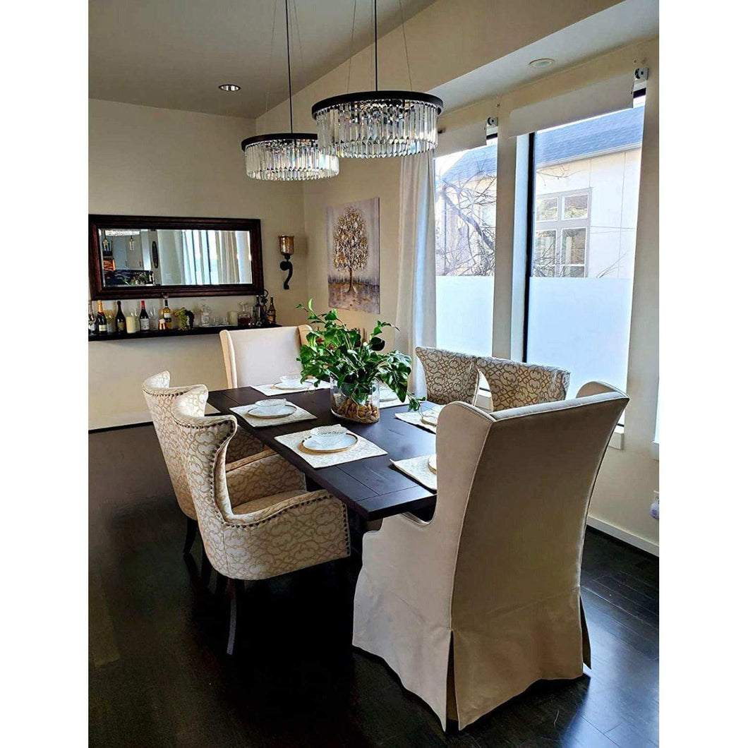 Wellmet Modern Crystal Chandelier for Dining Room, 6 Lights Black Farmhouse Crystal Pendant Light, Vintage Ceiling Lighting Fixture for Kitchen Island, Living Room, Bedroom, Hallway, Foyer, W-21.65”…