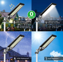 Load image into Gallery viewer, 2 Pack 1600W Solar Street Lights Outdoor 90000 Lumens Dusk to Dawn With Remote and Motion Sensor
