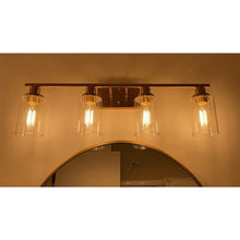 Cargar imagen en el visor de la galería, Vanity Lights Fixtures TULUCE 4 Light Bathroom Light Brass Gold Wall Light with Clear Glass Shade, Modern Bathroom Wall Sconce Lighting for Bath, Living Room, Bedroom, Stairs, Gallery, Restaurant
