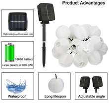 Carregar imagem no visualizador da galeria, 27Ft Solar Lamp Lantern Led Solar Garden Light Garland -10 Bulbs
