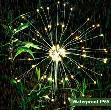 Load image into Gallery viewer, 2 Pack Solar Garden Firework Lights Solar Powered String Light with 2 Lighting Modes Twinkling and Steady
