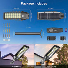 Load image into Gallery viewer, 2 Pack 1600W Solar Street Lights Outdoor 90000 Lumens Dusk to Dawn With Remote and Motion Sensor
