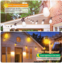 Load image into Gallery viewer, 27Ft Solar Flickering LED Bulbs - Solar Panel Powered Hanging String Lights -12 Bulbs
