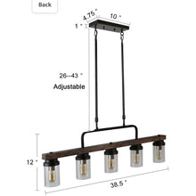 Carregar imagem no visualizador da galeria, Anmytek Kitchen Island Pendant Lighting with Bubble Glass Shade Industrial Rustic Chandelier Retro Ceiling Light or Edison Vintage Hanging Light Fixture 5-Lights (C0039)
