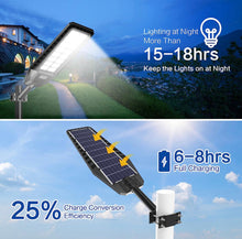 Load image into Gallery viewer, 2 Pack 1600W Solar Street Lights Outdoor 90000 Lumens Dusk to Dawn With Remote and Motion Sensor
