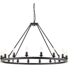 Load image into Gallery viewer, Hubrin Black Wagon Wheel Chandelier,16-Light 39.4 inch,Rustic Farmhouse Industrial Chandeliers,Kitchen Island Light Fixtures E12 Base for Living Room (Black, 39.4&quot; 16-Light)

