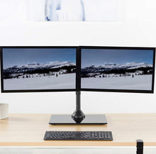 Carregar imagem no visualizador da galeria, Freestanding Dual Monitor Stand with Sleek Glass Base and Adjustable ArmsHeave Duty , Mounts 2 Screens
