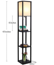 Cargar imagen en el visor de la galería, Floor Lamp Charger - Shelf Floor Lamp with USB Charging Ports and Electric Outlet
