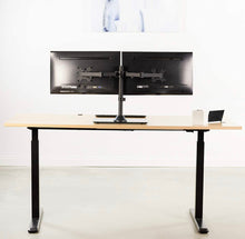 Carregar imagem no visualizador da galeria, Freestanding Dual Monitor Stand with Sleek Glass Base and Adjustable ArmsHeave Duty , Mounts 2 Screens
