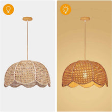 Load image into Gallery viewer, Arturesthome Indoor Hanging Ceiling Light Fixture, Hand Woven Vintage Lotus Flower Pendant Lamp Chandelier for Kitchen Living Room Bedroom Crafts Lampshade
