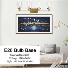 Cargar imagen en el visor de la galería, Vanity Lights Fixtures TULUCE 4 Light Bathroom Light Brass Gold Wall Light with Clear Glass Shade, Modern Bathroom Wall Sconce Lighting for Bath, Living Room, Bedroom, Stairs, Gallery, Restaurant
