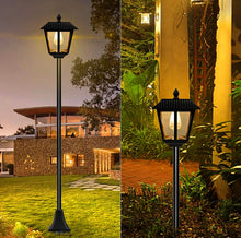 Load image into Gallery viewer, SmartYard 67 Inch Solar Lamp Post Lights, 100 Lumen Solar Powered Vintage Street Lights Outdoor, Warm White LED Edison Bulb Solar Post Light
