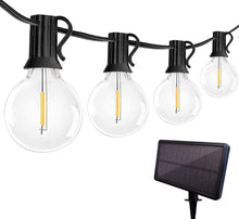 Carregar imagem no visualizador da galeria, 27 Ft Pro - Globe Solar LED Outdoor String Lights – Waterproof, G40 Retro Edison Filament Bulbs -Warm White
