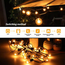 Carregar imagem no visualizador da galeria, 27 Ft Pro - Globe Solar LED Outdoor String Lights – Waterproof, G40 Retro Edison Filament Bulbs -Warm White
