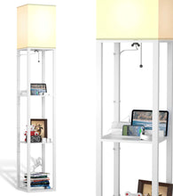 Cargar imagen en el visor de la galería, Floor Lamp Charger - Shelf Floor Lamp with USB Charging Ports and Electric Outlet
