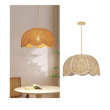 Load image into Gallery viewer, Arturesthome Indoor Hanging Ceiling Light Fixture, Hand Woven Vintage Lotus Flower Pendant Lamp Chandelier for Kitchen Living Room Bedroom Crafts Lampshade
