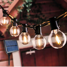Carregar imagem no visualizador da galeria, 27 Ft Pro - Globe Solar LED Outdoor String Lights – Waterproof, G40 Retro Edison Filament Bulbs -Warm White
