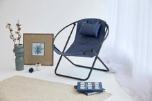 Carregar imagem no visualizador da galeria, Faux Leather Folding Chair Metal Frame Indigo
