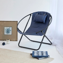 Carregar imagem no visualizador da galeria, Faux Leather Folding Chair Metal Frame Indigo
