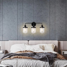 Carregar imagem no visualizador da galeria, Indoor Wall Lights in Modern Black Finish with Glass Shade and E26 Base
