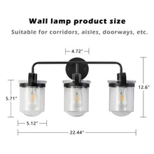 Carregar imagem no visualizador da galeria, Indoor Wall Lights in Modern Black Finish with Glass Shade and E26 Base
