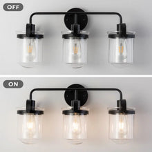 Carregar imagem no visualizador da galeria, Indoor Wall Lights in Modern Black Finish with Glass Shade and E26 Base
