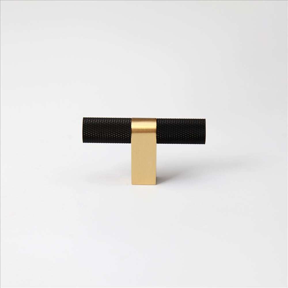 Inspire Hardware knob Matte Black with Satin Brass (gloss lacquer) / 2.5