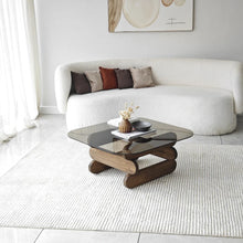Load image into Gallery viewer, Jenga Walnut Designer Coffee Table Tempered Bronze Tint Glass

