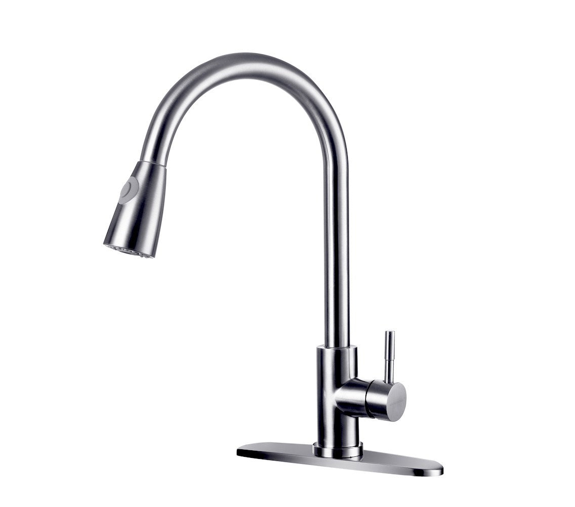 Kitchen Sink outlet Faucet Pull Out Sprayer Mixer Tap Brushed Nickel and Cover