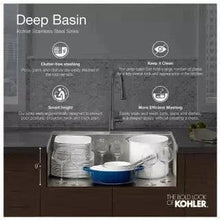 Load image into Gallery viewer, Kohler Stages 33&quot; Single Basin Under-Mount 16-Gauge Stainless Steel Sink Model:K-3760-NA
