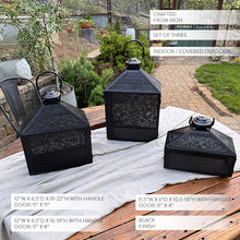 Load image into Gallery viewer, Perforated Iron Metal Lanterns, Set of Three
