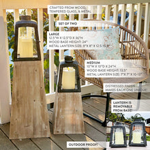 Load image into Gallery viewer, Removable Metal Lanterns with Wood Base, Set of Two
