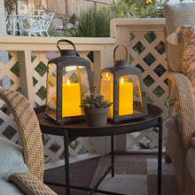 Load image into Gallery viewer, Removable Metal Lanterns with Wood Base, Set of Two
