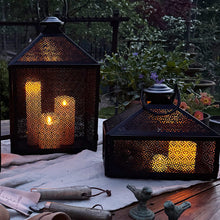 Load image into Gallery viewer, Perforated Iron Metal Lanterns, Set of Three
