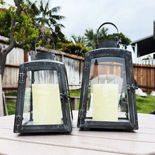 Load image into Gallery viewer, Removable Metal Lanterns with Wood Base, Set of Two
