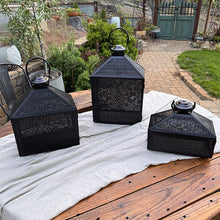 Load image into Gallery viewer, Perforated Iron Metal Lanterns, Set of Three
