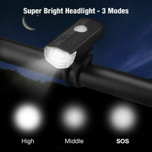 Carregar imagem no visualizador da galeria, LED Bike Light Set with USB Rechargeable Headlight and Taillight
