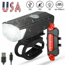 Carregar imagem no visualizador da galeria, LED Bike Light Set with USB Rechargeable Headlight and Taillight

