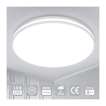 Cargar imagen en el visor de la galería, Eco LED Flush Mount Ceiling Light - 10.2 inches- Square, 20W, 1850LM, IP44 Waterproof, 5000K Daylight White - Ideal for Home and Office Lighting
