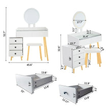 Carregar imagem no visualizador da galeria, LED Light on Mirror Dressing Table with 5 Drawers &amp; Glass Top
