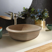 Load image into Gallery viewer, Light Beige Travertine Natural Stone Drop-in or Above Vanity Bathroom Sink
