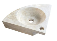 Load image into Gallery viewer, Troia Light Travertine Wall-mount Bathroom Corner Vanity Sink (W)16&quot; (L)16&quot; (H)4&quot;
